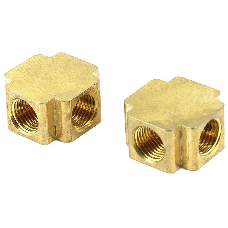 

2 Pcs 1/4" NPT Thread 4 Ways Cross Connector Pipe Adapter Coupler