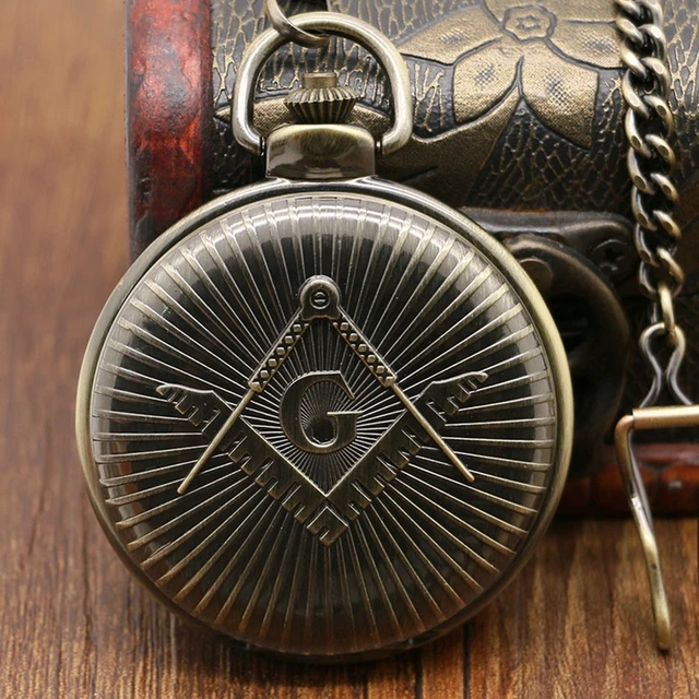 Retro Vintage Overaize Grande "G" Massoni Del Bronzo Del Quarzo Orologio Poket C Retro Vintage Overaize Grande "G" Massoni Del Bronzo Del Quarzo Orologio Poket C