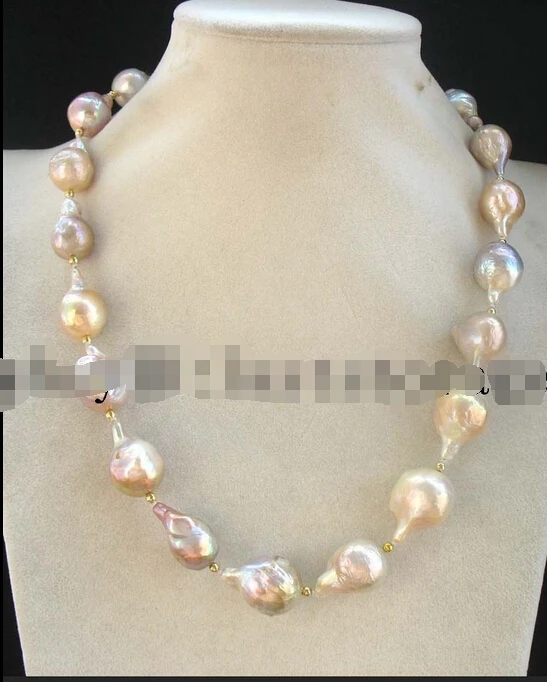 

FREE SHIPPING *******freshwater pearl reborn keshi multicolor drop necklace 18" nature (A0502)