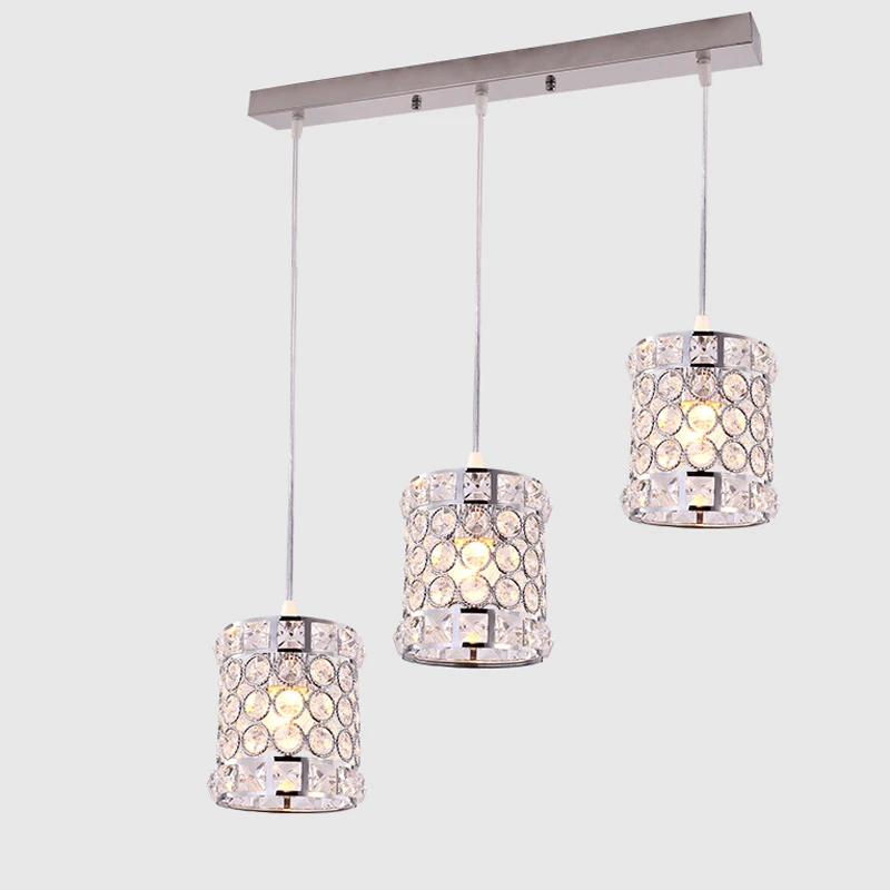 

Modern Crystal Pendant Lamp Staircase Dining Room Lamps European Simple Retro Iron Hanging Light Fixture With Long Canopy PL655