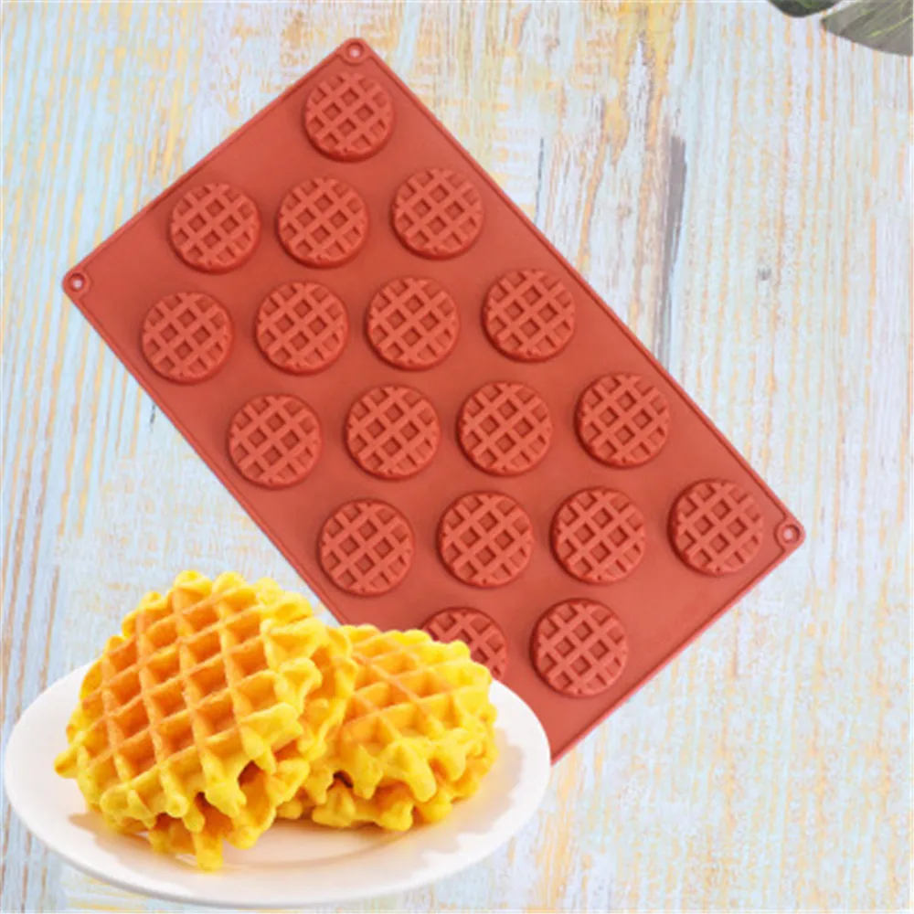 1PC Silicone forms DIY baking mold round square waffle shape checkered