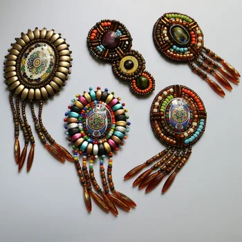 

3D Handmade beaded folk-custom Patches for clothing DIY sew on sequin rhinestone parches Beaded applique parches bordados para
