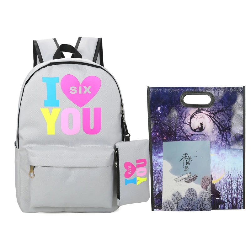 

DXYZ Brand 4 Pcs/set Women Backpacks Cute School Bags For Teenage Girls Printing Canvas Backpacks Ladies Shoulder Bags 2017