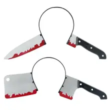 2 шт жуткий смешной Хэллоуин кровавый реквизит через головная повязка обруч для волос головной убор головная повязка трюк игрушка ужас Вечерние