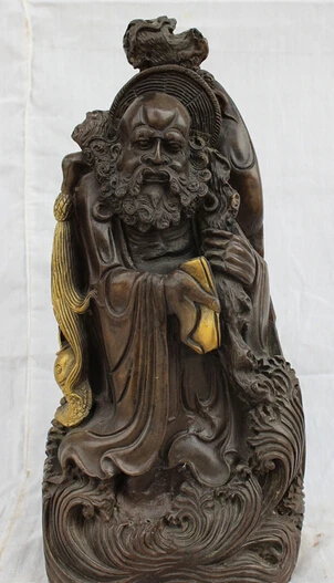 

wholesale factory 12" China Tibet Bronze Copper Gilt Arhat Damo Bodhidharma Dharma Buddha Statue