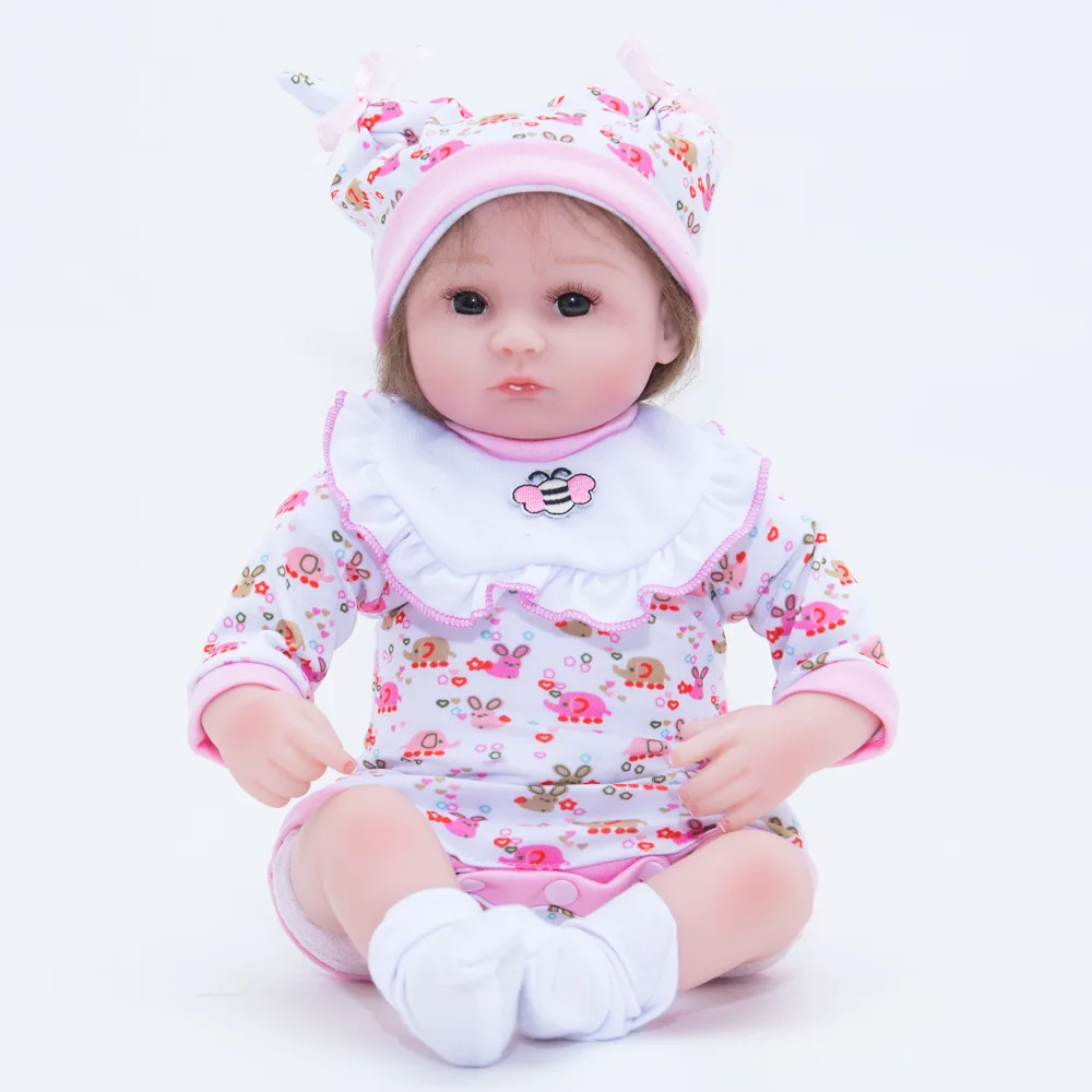 

45cm Lifelike Reborn Girl Doll Soft Silicone Cute Princess Newborn Baby with Cloth Body Toy for Kids Birthday Christmas Gift