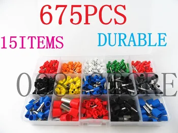 

675pcs/Kit cable connector splice insulated terminal block kit wire cable ferrules crimp Pin end terminal from 22-8AWG