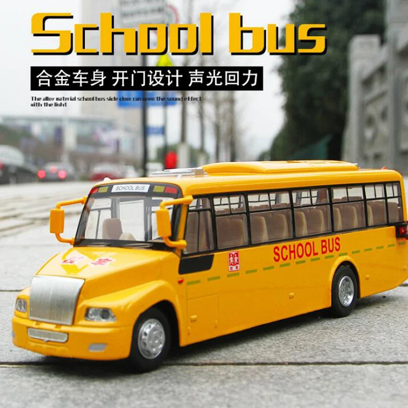 

1:50 Children Alloy Pull Back Car Model School Bus Model Toy with Sound Light for Kids Gifts