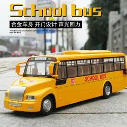 1:50 Дети сплава отступить Модель автомобиля Модель школьного автобуса игрушка со звуком свет для подарки детей