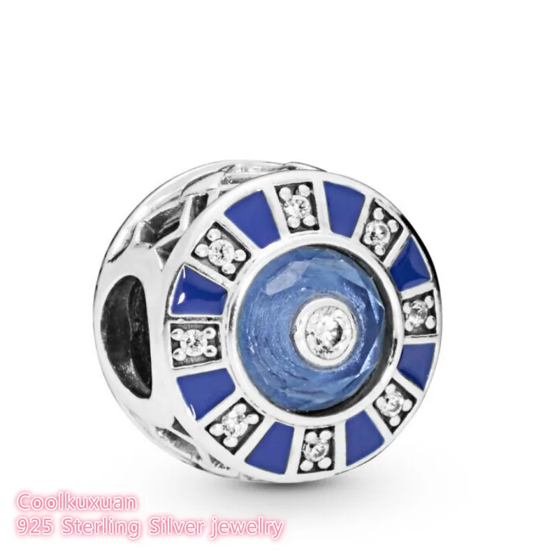 

100% 925 Sterling Silver Mosaic Charm Blue Enamel beads Fits Original Pandora bracelets Jewelry Making 2019 Summer