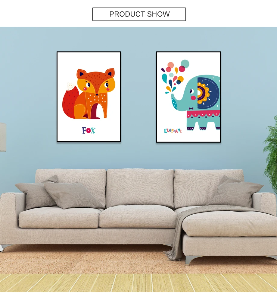 Wall Pictures Art Print Poster Fox And Elephant Waterproof Ink Design Painting Brand Home Decoration New Canvas Printings  (5)