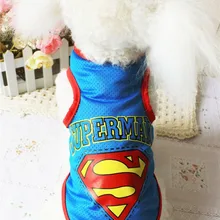 Y06 милое летнее платье «Супермен» для собак с эластичной резинкой и мультяшным жилетик для маленькой собаки игрушка "Щенок" одежда для детей Одежда для собак