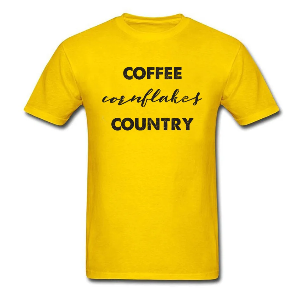 Coffee Cornflakes Country T-Shirt Short Sleeve Custom Funny Men Lovers Day Tops Tees Custom Tee Shirt Crew Neck Pure Cotton Coffee Cornflakes Country yellow