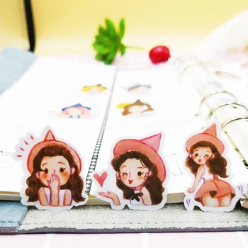 

20/40pcs Cartoon Graffiti Pretty Hat Girl Sticker Diary Sticker Scrapbook Decoration PVC Stationery Sticker Random Not Repeat