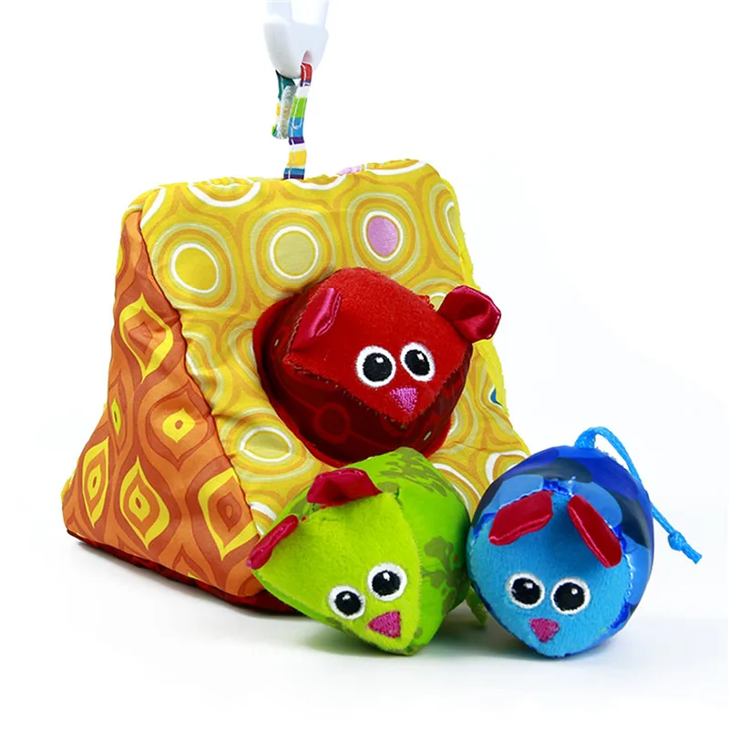 

Sozzy 6M+ Baby Cloth Toy Cheese Sorter Curious Explorers Toy Squeak Jingle Rattle Soft Colorful Cloth Block Stuffed Plush Toy