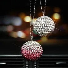 1 х Автомобильное зеркало заднего вида Шарм Кристалл Bling шариковый висячий орнамент горный хрусталь интерьер Декор хрустальный шар Lucky Charm подвеска