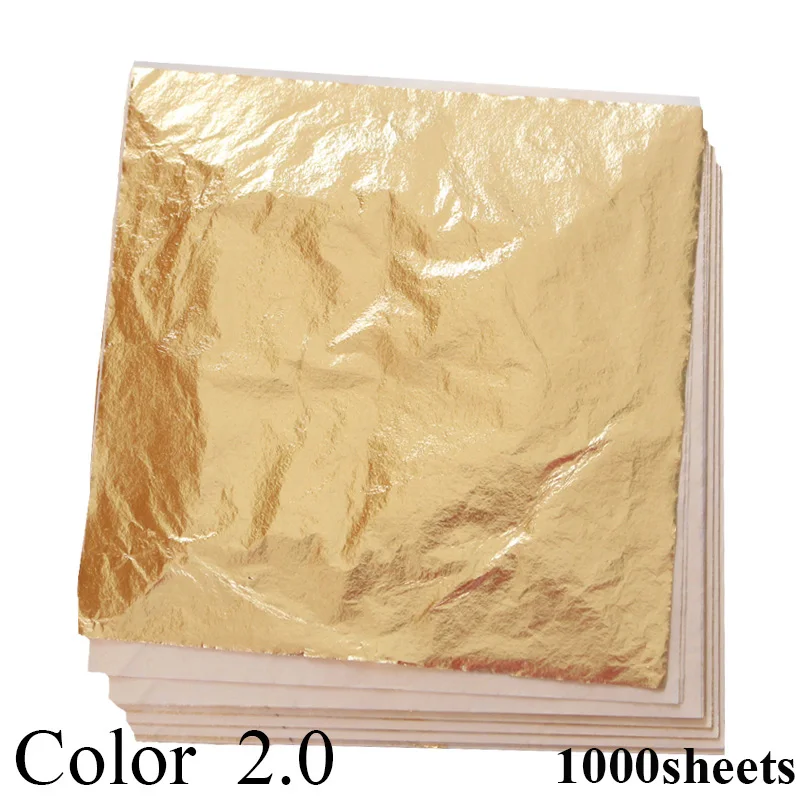 Color 2.0 Imitation Gold Leaf Copper Foil 1000 Leaves per pack 14 x cm for art work gilding decoration | Дом и сад