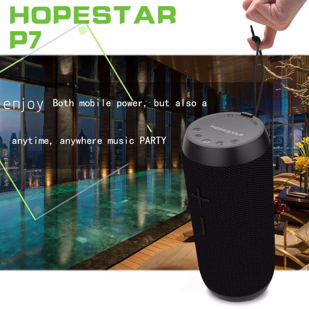 HOPESTAR P7 EStgoSZ Bluetooth динамик беспроводной Водонепроницаемый IPX6 Колонка коробка бас мини сабвуфер Портативный с TF карта USB FM микрофон
