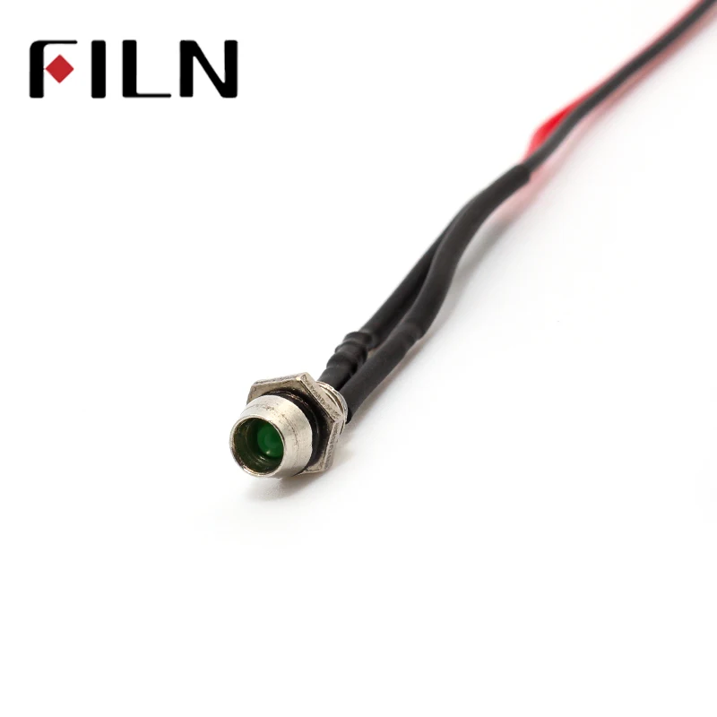 FILN светодиодная Пилотная лампа с проводными эффектами 5 в 12 В 24 Led 8 мм сигнальный