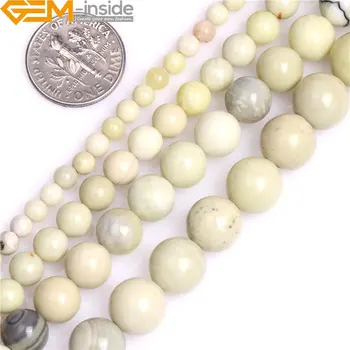 

"4/6/8/10mm Round Natural Green Australia Butter Jasper Beads Natural Stone Beads Loose Beads For Jewelry Making Strand 15"