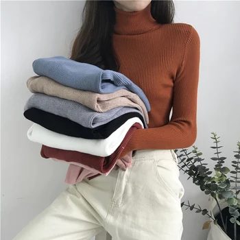 

AOSSVIAO 2020 Turtleneck Warm Women Sweater Autumn Winter Knitted Femme Pull Slim High Elasticity Soft Female Pullovers Sweater