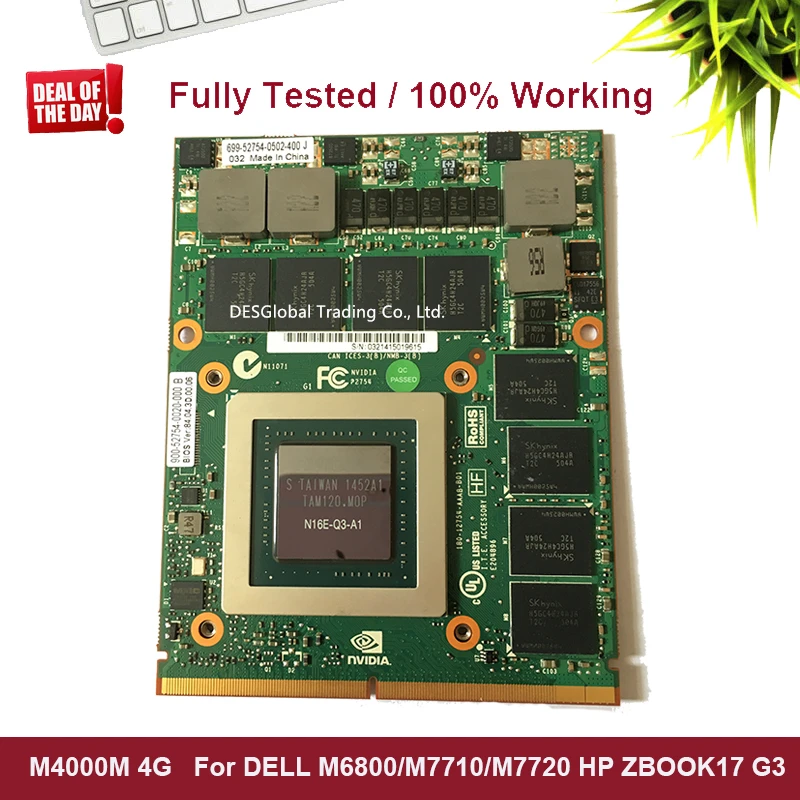 Original BrandNew M4000M M4000 M N16E-Q3-A1 4GB DDR5 Viedo Graphic Card For DELL M6800 M7710 M7720