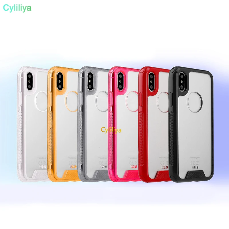 

300pcs Clear TPU + Acrylic Back Phone Case Transparent Cases Cover For iPhone X Xr Xs Max 8 7 6 6S Plus Samsung S8 Plus Note 8