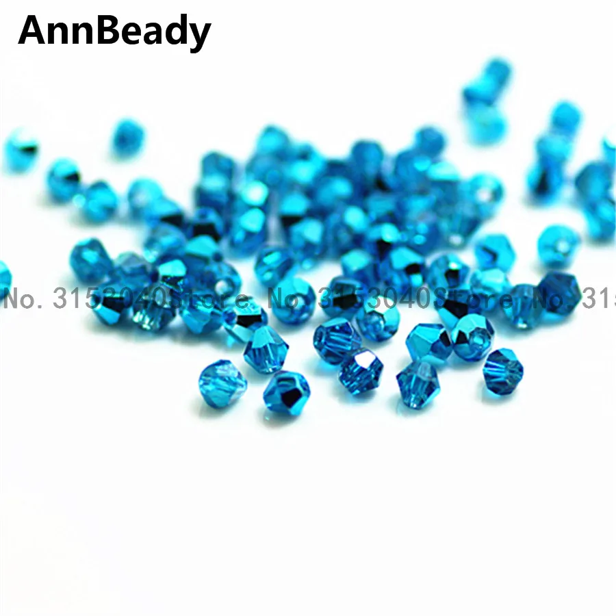 

100pcs New Deep Lake blue Color 4mm Bicone Crystal Beads Glass Beads Loose Spacer Beads DIY Jewelry Making Austria Crystal Beads