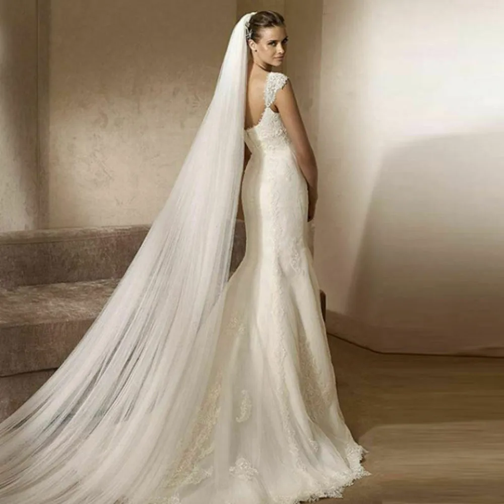 

Champagne Ivory White Wedding Veil 3 Meters Long Soft Bridal Veils With Comb 2 layer Bride Wedding Accessories