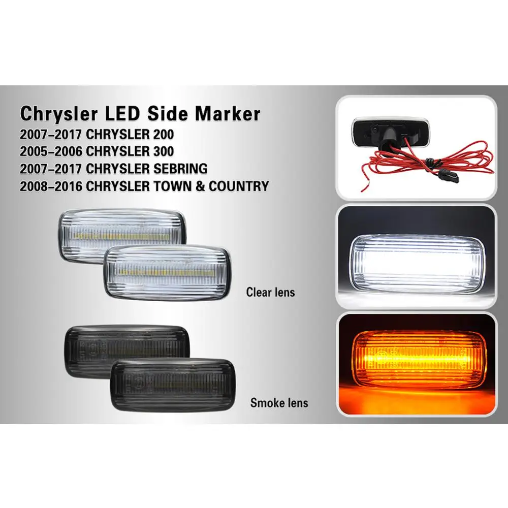

2PCS Amber LED Side marker light for Chrysler 200, for Chrysler 300 ,for Chrysler Sebring,for Chrysler Towm&Contry