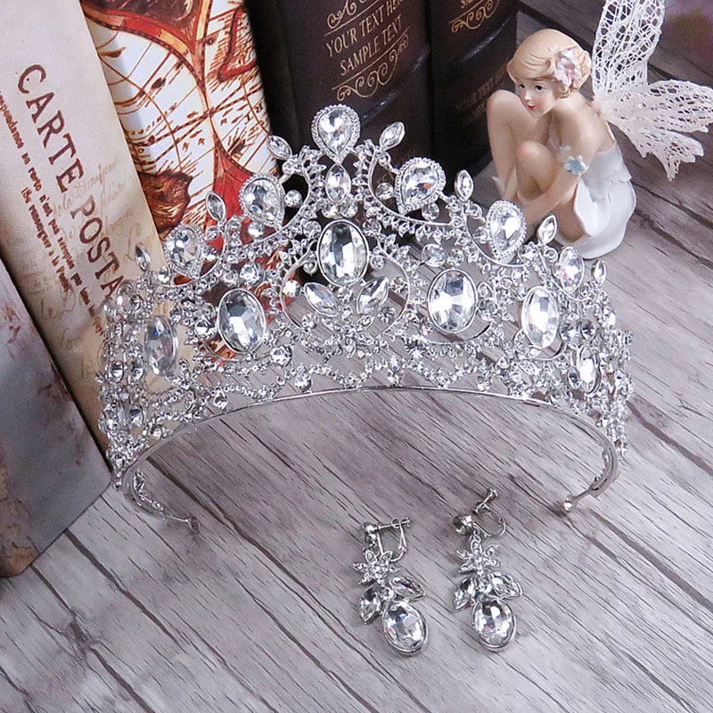 Buy European Silver Plated Tiara Set Classic Crystal