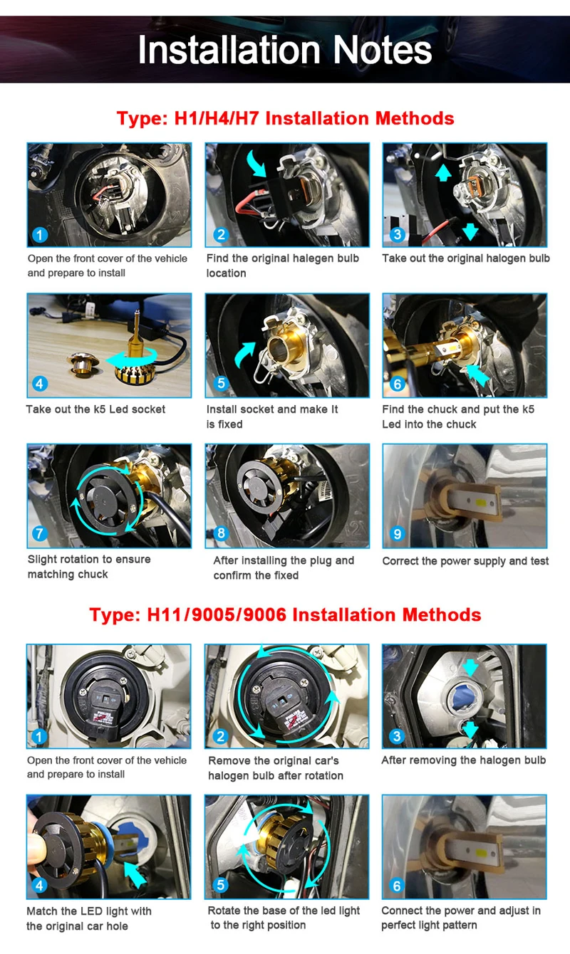 Мини 9005 светодиодный фары лампы 6000K Автомобильные фары H4 H8 H9 H11 9006 9005 HB3 HB4 White10000lm/комплект авто фары