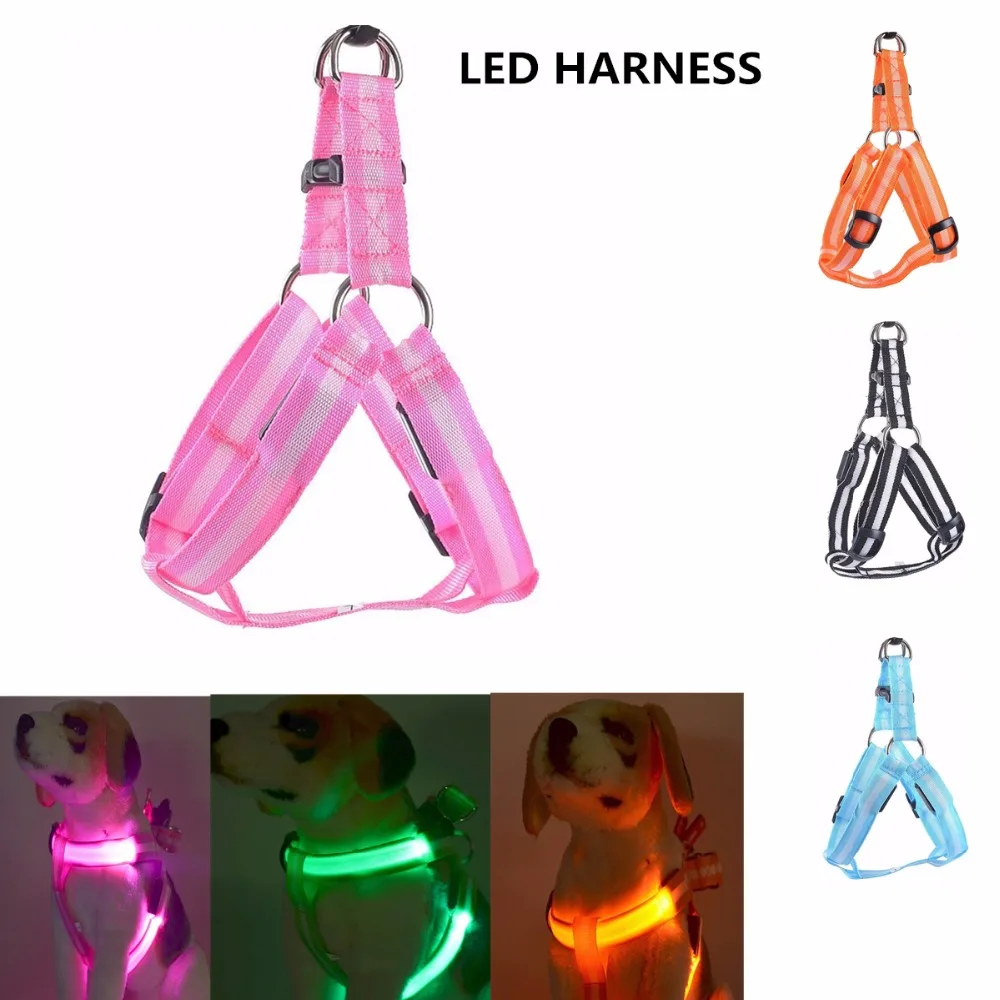 FG99 LED Lights Nylon Pet Dog Harness Collar Products Dog Traction Belt