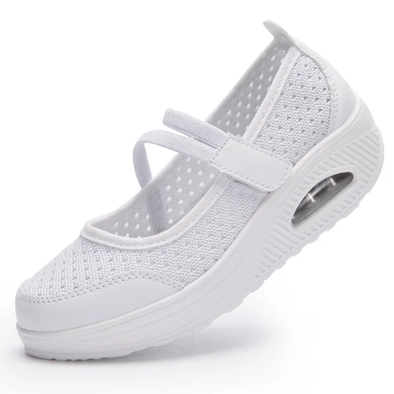 

Women flat platform casual shoes for 2018 spring summer korean fashion air cushion nurse shoes mesh breathable walking