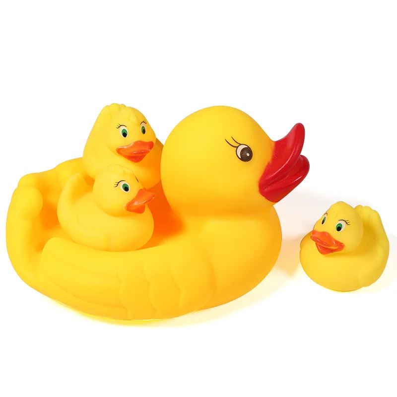 

Cute little yellow duck baby bath water duck toy three little pouch a mother duck
