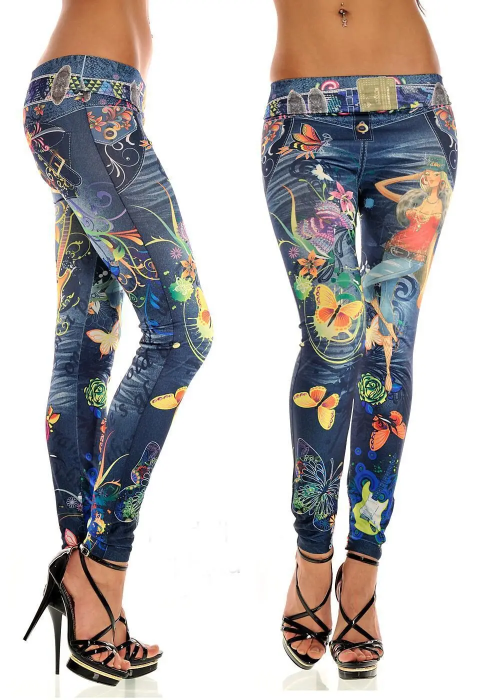 Compare Prices On Printed Denim Leggings- Online Shopping/Buy Low 2017 summer Seamless Denim colored printing leggings tattoo leggings jeggings workout leggings women(China ( - Compare Prices On Printed Denim Leggings- Online Shopping/Buy Low