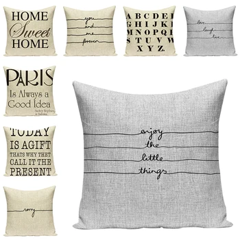 

Letter Print Cushion Cover Decorative Pillow Case Sofa Throw Pillowcase Car Seat Accessories Sweet Home Textile Decor 45x45cm
