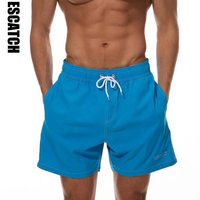 Новинка, Хит, мужские пляжные шорты для плавания, шорты-боксеры, спортивные мужские шорты-бермуды, короткие штаны, быстросохнущие пляжные шорты, 6 цветов - Цвет: Синий