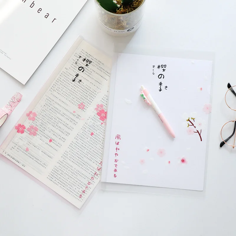 

Small Fresh Pink Cherry Blossom Literary Drawbar Clip A4 Drawbar Clip Simple Transparent Thickened PP File Folder Student Test