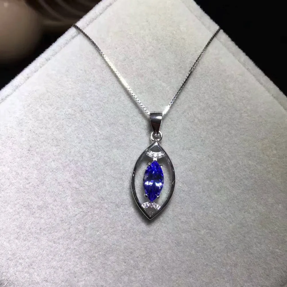 Pendentif tanzanite bleu naturel pendentif pierre gemme naturelle collier S925 argent mode simple g