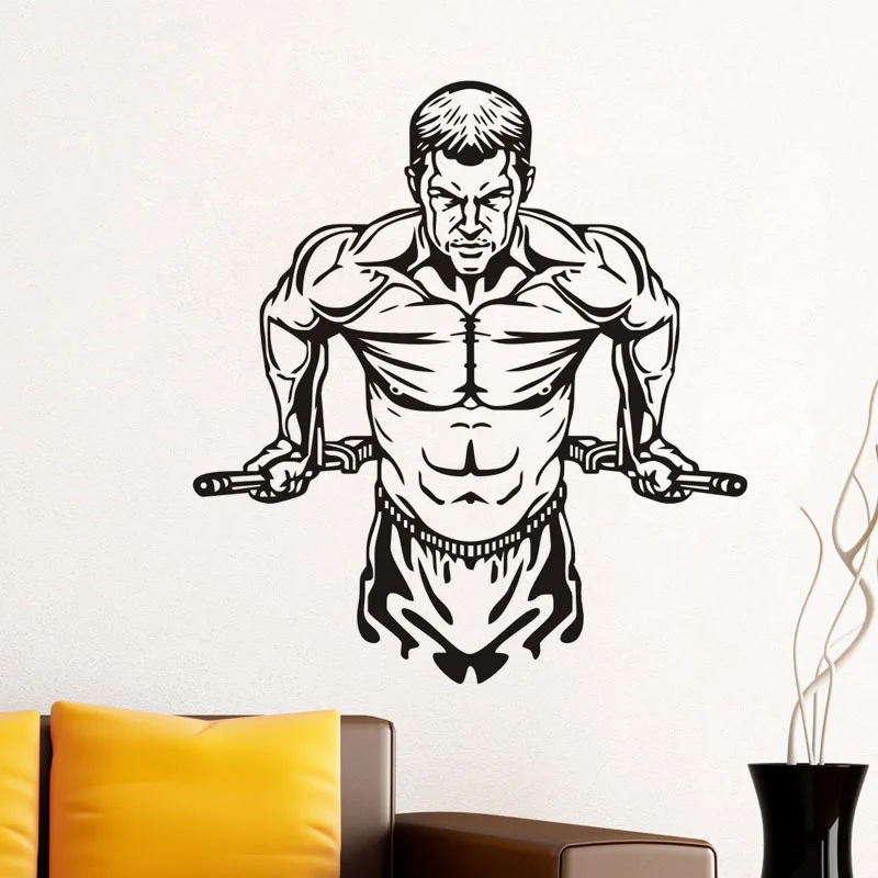 Workout Gym Fitness Wall Sticker Art Muscle Men Removable Gymnasium