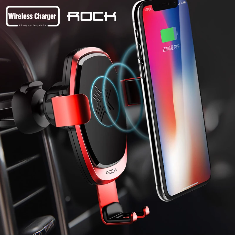 Автомобильный держатель для телефона Rock с беспроводной зарядкой поворот на 360