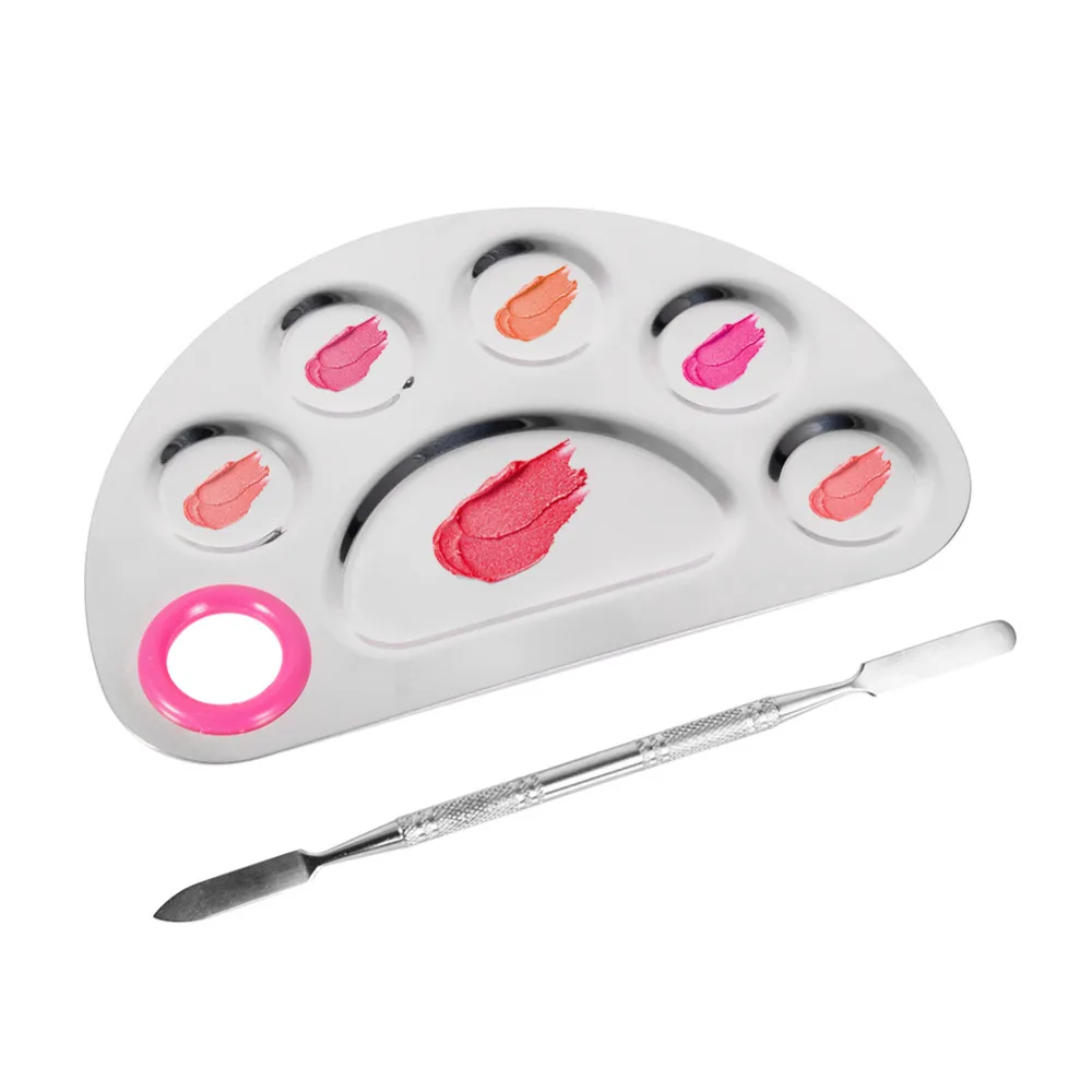 

1Pcs Empty Makeup Palette Eyeshadow Pans Nail Art Plate with Spatula Tool Kit Powder Pan Nail Polish Pigment Mixing Bowl Make Up
