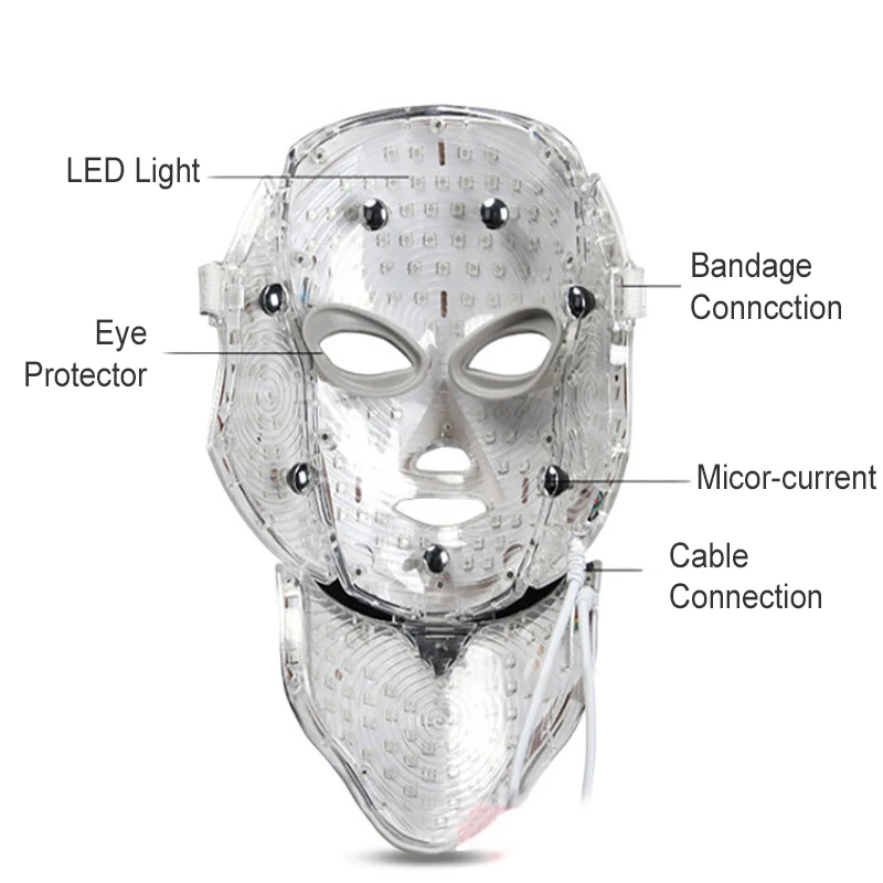 Профессиональная 7 цветов Светодиодная маска для лица свет терапия по омоложению кожи устройство спа средство для удаления акне против морщин Красота Лечение