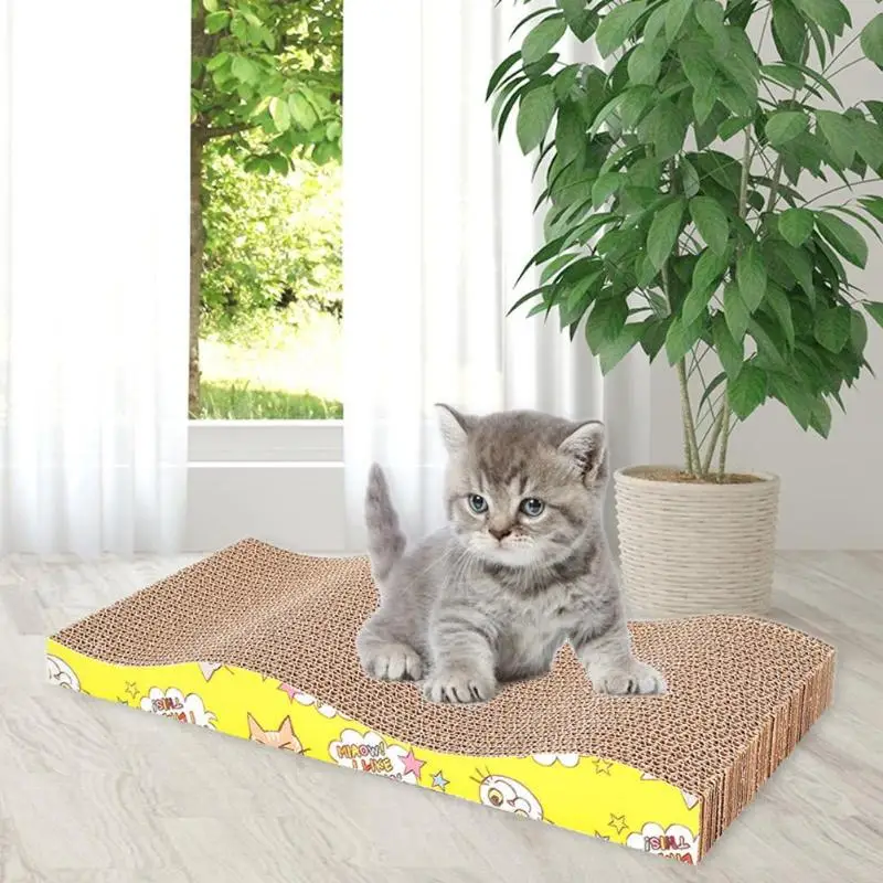 

Funny Pet Cats Toys Wave Shape Corrugated Paper Cat Scratch Board w/Catnip