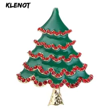 Зеленые эмалированные рождественские броши в виде дерева, милые рождественские Стразы, брошь с растениями, булавки, рождественские украшения, новогодние украшения