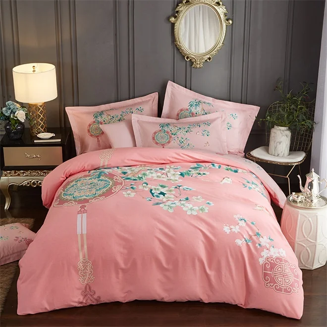 Элегантный Восточный Шарм Китайский цветочный постельное белье queen King Размеры набор пододеяльников для пуховых одеял кровать простыни