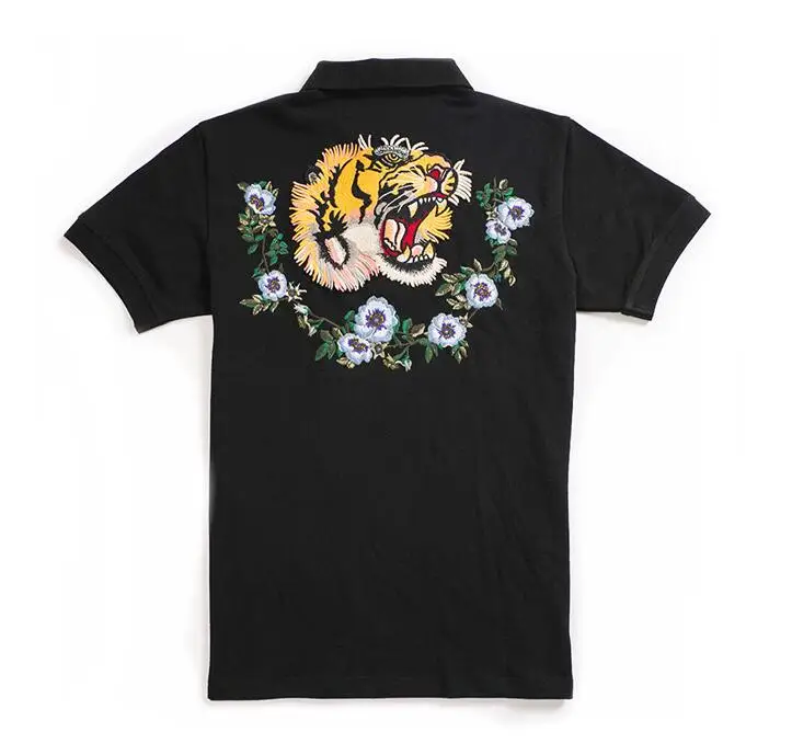 

High New 19ss Men High Embroidery tiger head flowers Fashion Polo Shirts Shirt Skateboard Cotton Polos Top Tee #C38