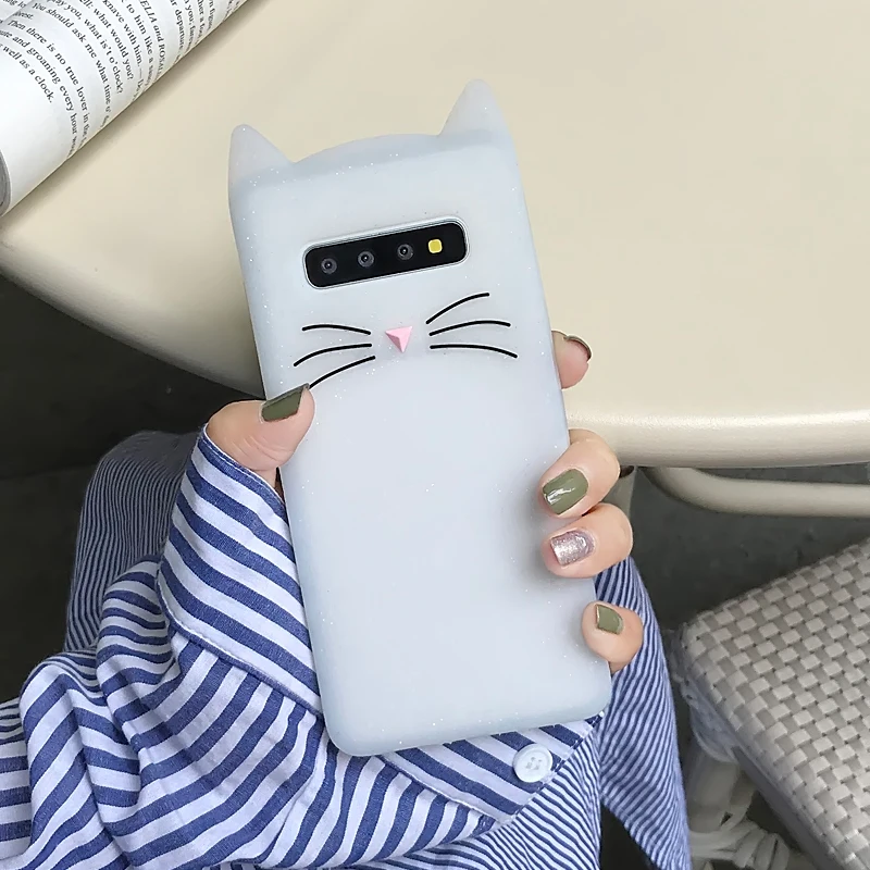 YHBBCASES панели телефона с рисунком для samsung Galaxy S8 S9 S10 Plus шикарные милые 3D Усы Кошка мягкий чехол для samsung Note9 Note 8