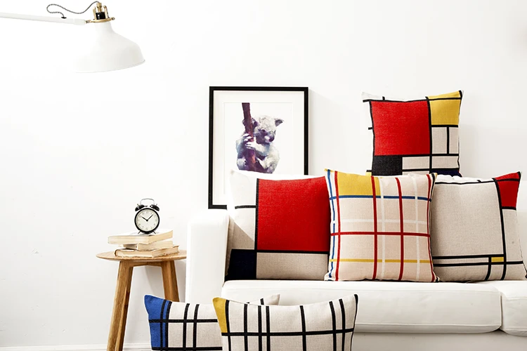 Mondrian Подушка с геометрическим рисунком чехол синий красный геометрический чехол для подушки домашнее декоративное белье Наволочка для дивана